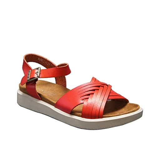 Image of IVACHY Women's Summer Comfy Wide fit Everyday Relaxing Causal Ankle-Strap Stripes Simple Slingback Flat Sandals Size UK