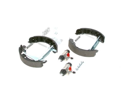 Image of Bosch KS4690 Kit Super Pro - Rear drum brake kit - 1 pre-assembled set, 2 wheel brake cylinders, 4 brake shoes