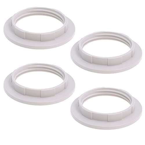 Image of DBOO 4 Pcs Plastic Lamp Shade Reducer Ring Converter E27 / E14 Lamp Holder Twist Lock Socket Replacement Ring Adapter (E14, White)
