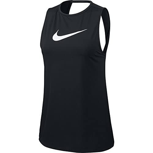 Image of Nike W Np Tank Essential Swoosh Tank Top - Black/(White), XX-Large