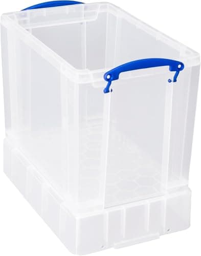 Image of """Really Useful Plastic Storage Box 19 Litre with XL Lid Clear - Secure, Transparent, and Stackable Storage Solution for 12"""" Files (?39.5 x 33 x 25.5 cm) Pack of 2"""