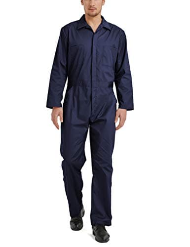 Image of TOPTIE Men's Long Sleeve Coverall Snap and Zip-Front Overall Lightweight Work Wear Suit- Navy L