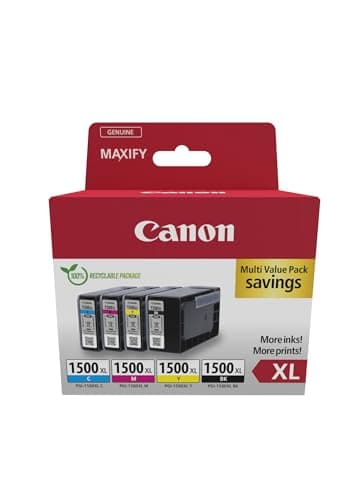 Image of Canon PGI-1500 XL C M Y BK Pack of 4 cartridges Yield XL (Black XL Cyan XL Magenta XL Yellow XL) Genuine (Recycled Cardboard Multipack)
