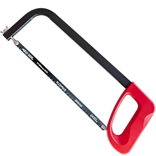 Image of PLOWFAR 300mm High-Tension Hacksaw Frame with 24 TPI Bi-Metal Blade, Suitable for Metal, Wood, PVC, Carpentry