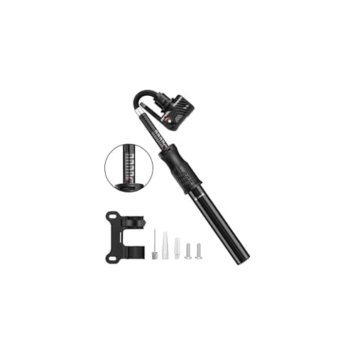 Image of Mini Bike Pump with Pressure Gauge, [80-100 PSI] Diyife Aluminium Alloy Portable Bicycle Fast Tyre Inflation Pump Fits Presta & Schrader Valve, Cycle Pump for Road Mountain Bike Ball & Swimming Ring