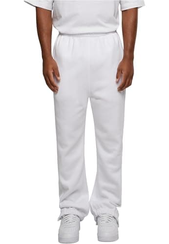 Image of Urban Classics Men's Sweatpants Drawstring Joggers Sport Trousers with Elastic Waist Tracksuit Trousers Elasticated Zipped An, White, L