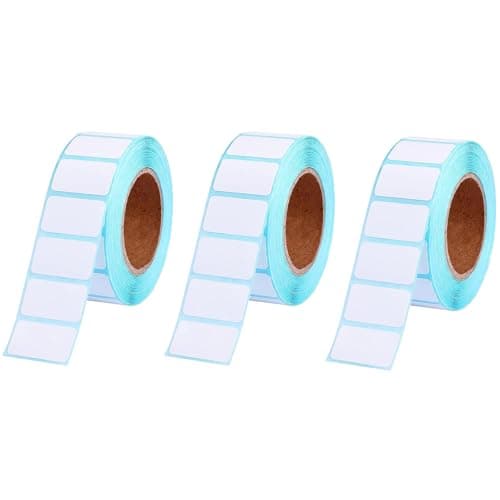 Image of 3000 Self Adhesive Labels Blank White Roll - 40mm x 20mm Sticker Sheets for Thermal Printer, for Kitchen Jar Labelling & Office Organisation