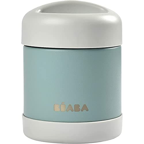 Image of BÉABA - Thermal Meal Preservation Container - For Baby and Children - 100% Airtight - Stainless Steel - Keeps food Hot or Cold for more than 5 hours - Double layered - 300 ml - Grey/Green