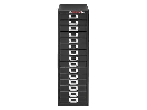 Image of The Workplace Depot Multi Drawer Filing Cabinet – Steel A4 Desk Organiser, 5/10/15 Drawer, Black, Full-Extension Drawers – Under Desk Storage for Offices, Home Offices & Workshops (15 Drawer)