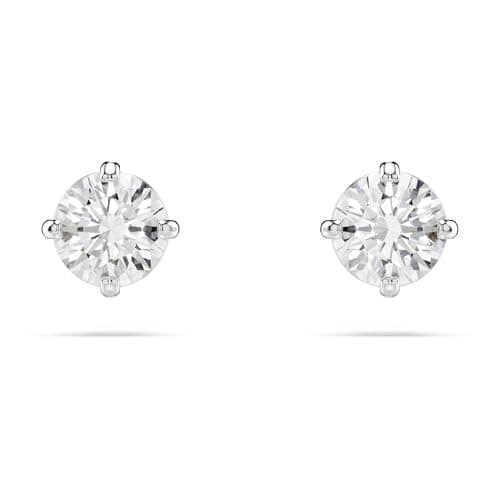 Image of Swarovski Attract stud earrings, Round cut, Small, White, Rhodium plated