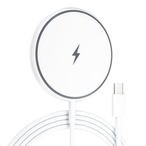 Image of bakibo Magnetic Wireless Charger, Mag-Safe 15W Wireless Charging Pad Built-In LED 4 ft Cable Charging Mat Station for i-Phone 16/15/14/13/12 Series, for Air-Pods 3/Pro/Pro 2, White