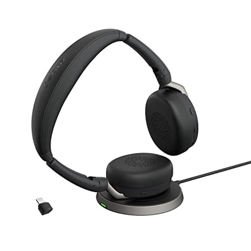 Image of Jabra Evolve2 65 Flex - Stereo Headset with Bluetooth, Wireless Charging Pad, Noise-cancelling Jabra ClearVoice Technology and Hybrid ANC - Certified for MS Teams - Black
