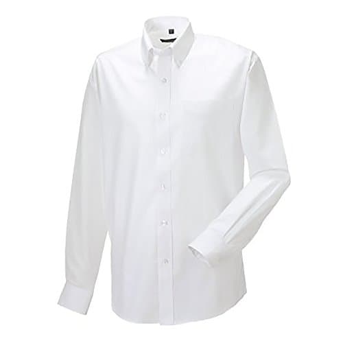 Image of Russell Collection Mens Long Sleeve Easy Care Oxford Shirt (17inch) (White)