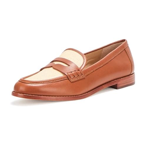 Image of Lauren Ralph Lauren Women's Wynnie Straw & Calfskin Loafer, Lauren Tan/Light Natural, 6 UK
