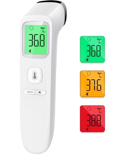 Image of No-Touch Forehead Thermometer for Adults, Infrared Digital Thermometers for Kids, Touchless Baby Thermometer, Accurate Reading with LCD Display, Mute Mode, Memory Recall, Fever Alarm