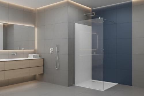 Image of Walk in Shower Enclosure 8mm Tempered Safety Glass Wetroom Shower Screen Panel (1200mm Screen Only)