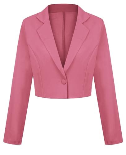 Image of LADI TREND Womens Cropped Blazers Suit One Button Suits Jackets Elegant Business Formal (Pink M)