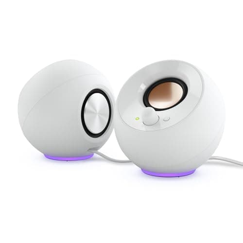 Image of CREATIVE Pebble SE Minimalist 2.0 USB-C Powered PC Speakers with RGB Lighting?, 3.5 mm AUX-in, Up to 4.4W RMS Power for Computers and Laptops (White)