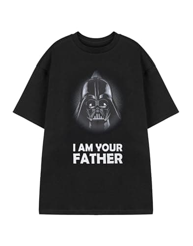 Image of Star Wars Darth Vader Black Graphic Tee | Classic I Am Your Father Quote T-Shirt | Short Sleeve Casual Wear Top | Film Character Merchandise | Movie Apparel for Fans
