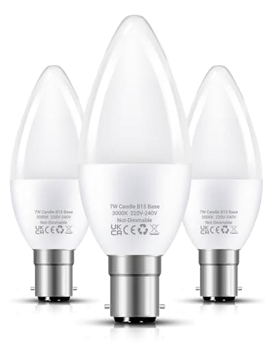 Image of Flaspar Small Bayonet Light Bulb 60W, LED B15 Candle Bulb Small Bayonet Cap Warm White 3000K, 7W 600LM Frosted C35 SBC Energy Saving Lightbulbs, Non-Dimmable for Chandelier, 3 Pack