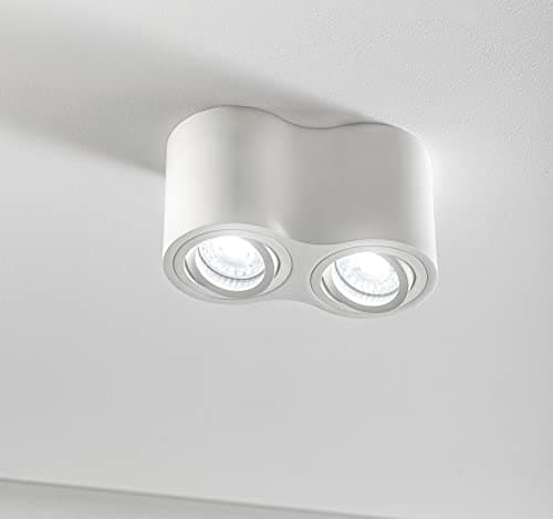 Image of CGC Lighting Modern Ceiling Spotlight Cylinder Surface Mount Adjustable Tilt Downlight GU10 (White, Round Double)