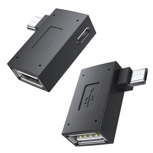 Image of MOGOOD OTG Cable Adapter for Fire TV Stick 4K,Added Memory to fire tv Stick Left and Right Angle Powered Micro USB to USB OTG Adapter for Android Phone Tablet and More Host Devices with Micro USB