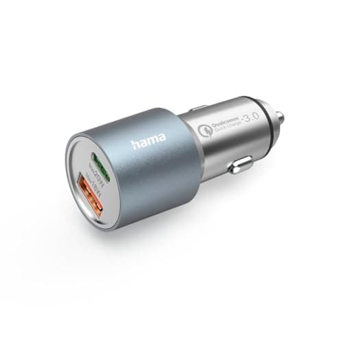 Image of Hama Car Charger 1x Power Delivery USB-C, 1x Quick Charger USB-A (38W, 12-24V, LED indicator) silver