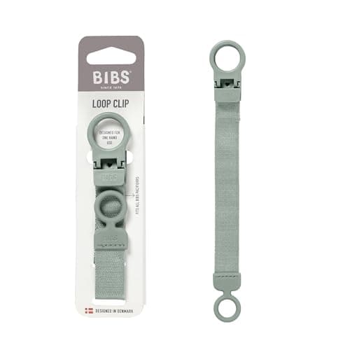 Image of BIBS Loop Pacifier Clip - Sleek, Secure One-Handed Operation, Fits All BIBS and Most Brands, Machine Washable, Slim Profile for Comfort, Ages 0+ - Sage