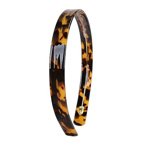 Image of JIHUOO Plastic Tortoise Headband Plain Basic Head Band Non Slip Hair Hoop Hard Teeth Headbands Strong Hold Headbands Dark Leopard