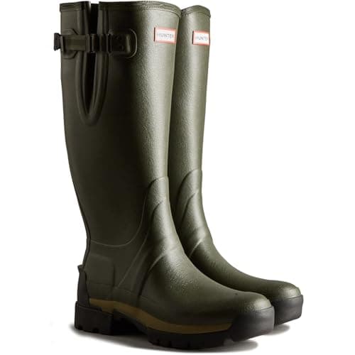Image of Hunter Balmoral Side Adjustable Neo Lined Tech Sole Tall Mens Wellington Boots - Dark Olive UK 7