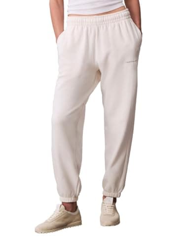 Image of Calvin Klein Women's Monogram Logo Joggers Track Pants, White Greige, L