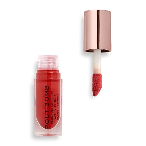 Image of Revolution Makeup Pout Bomb Plumping Gloss, High Shine, Rich Pigment, Soft Tingle Effect, Juicy Red