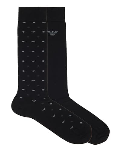 Image of Emporio Armani MAN'S ALLOVER EAGLE 2-PACK LONG SOCKS BLACK TU