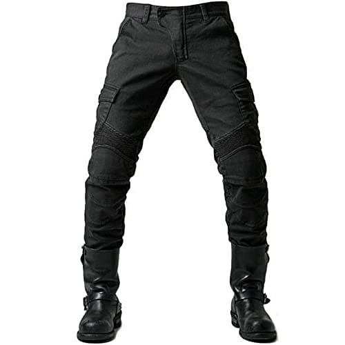 Image of GEBIN Mens Motorcycle Jeans, Motorbike Pants for Men, Hip & Knee Removable Armored Denim, All-Weather Cycling Pants (Black,2XL)