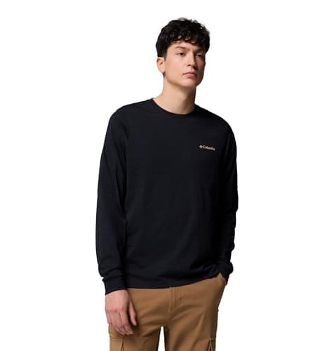 Image of Columbia Men's CSC Seasonal Logo Long Sleeve Tee, Long Sleeve T-Shirt, Black/Meadowland, Large
