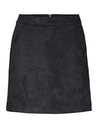 Image of Vero Moda NOS Women's Vmdonnadina Faux Suede Short Skirt Noos Skirt Not Applicable, Black (Black Black), Medium
