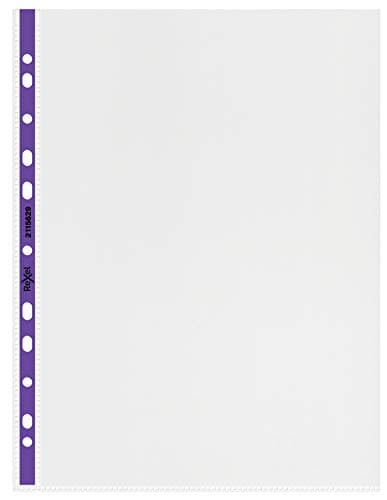 Image of Rexel Quality A4 Punched Pocket with Purple Spine, Clear, Pack of 25, 2115629