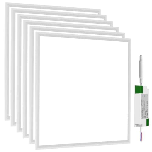 Image of LES FLEURS Square Led Panel Lights 600 x 600 mm, 4000K Natural Light Recessed Office Ceiling Panel Down Light, 30W 3850 Lumen Commercial Flat Backlit Fixture (6 Packs)