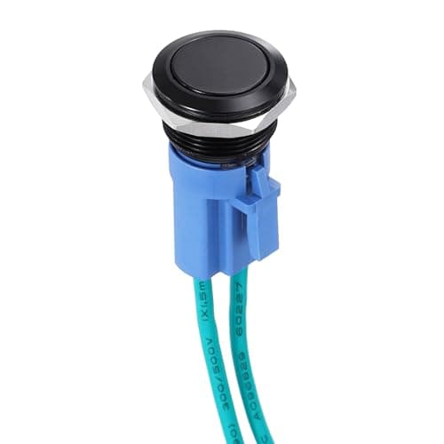 Image of DMiotech 1 Pcs 16mm / 5/8" Push Button Switch, IP67 1NO 0-250V 20A Momentary Latching Push Button Starter Light Switch Self-locking, Aluminum Alloy Flat Head Black