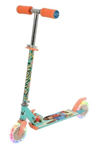 Image of Moana Light-Up 2 Wheel Inline Scooter | Officially Licensed Unisex | Folding Adjustable Two Wheeled Kids Scooter | Age 5+