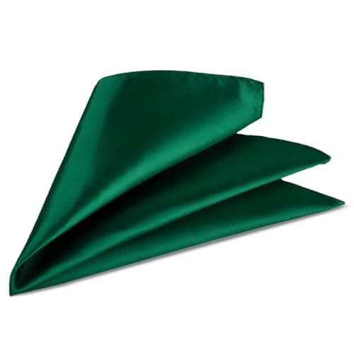 Image of Trimming Shop Men’s Satin Pocket Square Handkerchief – Solid Colour Suit Hanky for Wedding, Groom, Prom, Party Unisex Plain Formal Wear Fashion Pocket Square, Soft Satin Dress (23cm, Dark Green)