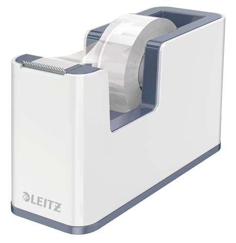 Image of Leitz Tape Dispenser, Heavy Base with Tape, Wow Range, Pearl White/Grey