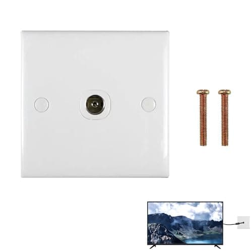 Image of 1PCS White Tv Aerial Socket Coax Wall Faceplate Single Tv Coaxial Aerial Wall Socket Plate Outlet 50/60HZ Aerial Junction Flame Retardant Materials for TV and FM Radio Connections Easy Installation
