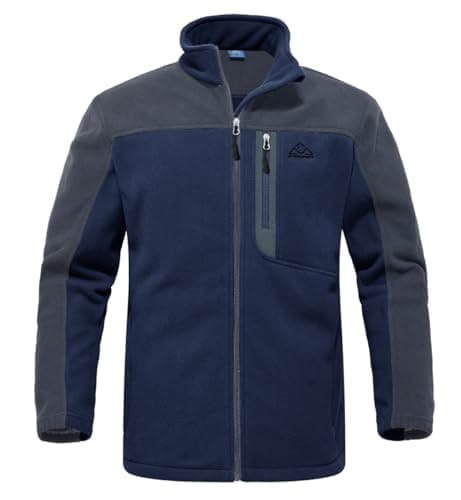 Image of YSENTO Mens Full Zip Micro Fleece Jacket Warm Winter Outdoor Hiking Walking Stand Collar Jacket(Navy,XL)