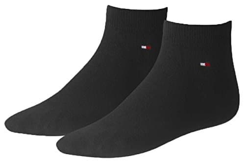 Image of Tommy Hilfiger Men's Tommy Hilfiger Iconic Kids' Sports Quarter (2 Pack) Socks, Black, 3 5 UK