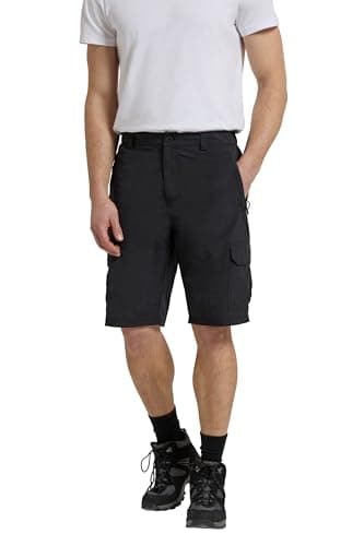 Image of Mountain Warehouse Explore Mens Shorts - Fast Dry Shorts, Light Shrink & Fade Resistant Hiking Short Pants, 5 Pockets - Spring Summer, Walking, Safari, Beach Black Men's W36