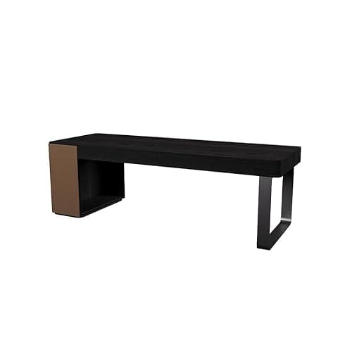 Image of GFHTRELY Computer Desk Minimalist Solid Wood Single Computer Desk, Saddle Leather Modern CEO Boss Office Workbench, Suitable For Business, Company Gaming Table(160x80x75cm)