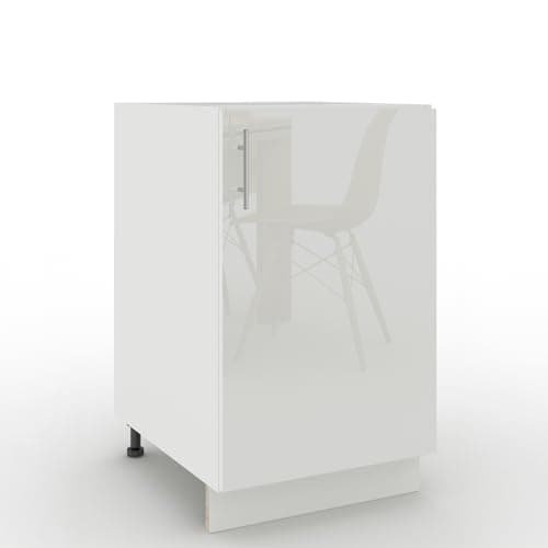 Image of JD Greta Adjustable Kitchen Base Unit - 500mm - Base Cabinet with Door (No Worktop) - White Gloss