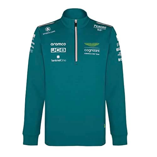 Image of F1 Aston Martin Formula One Team - Official Formula One Mechandise - Team Replica Mid Layer Pullover - Men's - Sterling Green - 2023 (XXL)