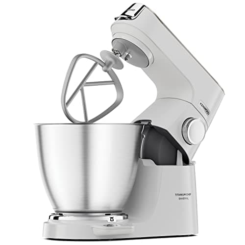 Image of Kenwood Titanium Chef Baker XL, Kitchen Machine with K-Whisk, Stand Mixer with Kneading Hook, Whisk and 5L Bowl, KVL65.001WH, Power 1400W, White